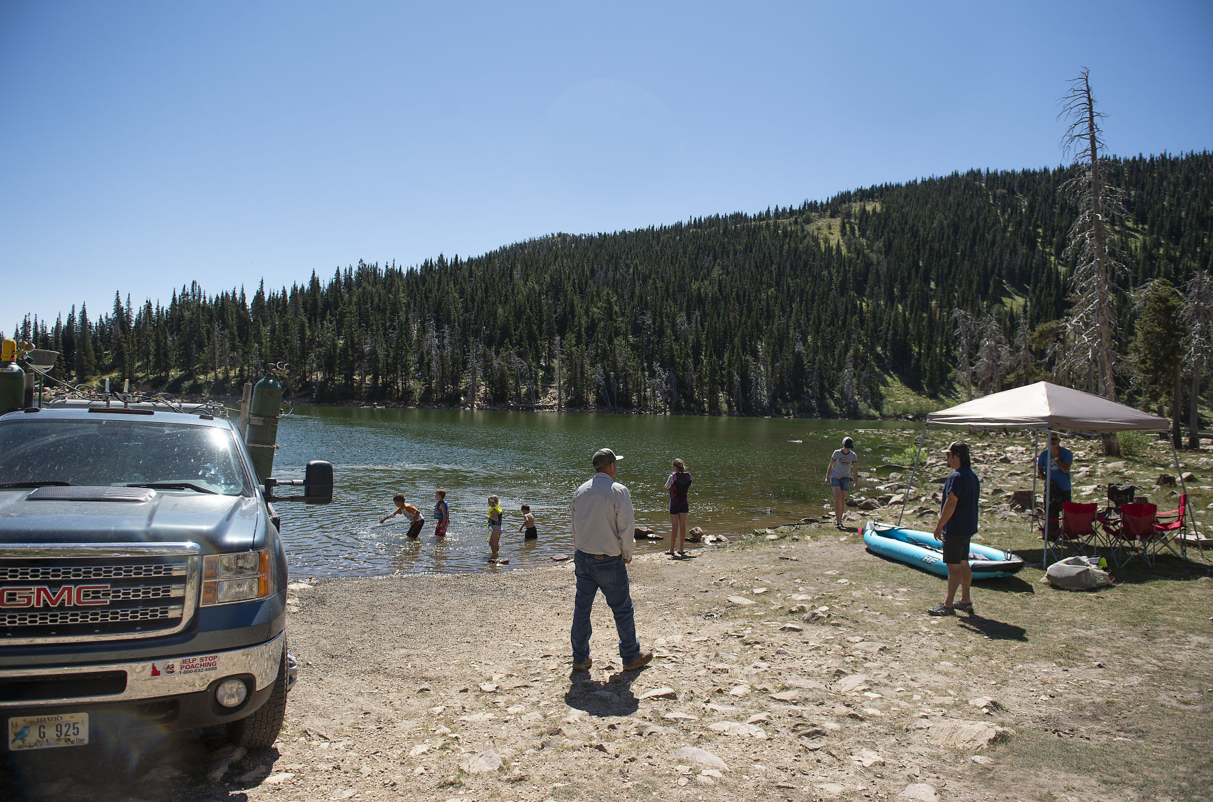 Stocking trout in Lake Cleveland